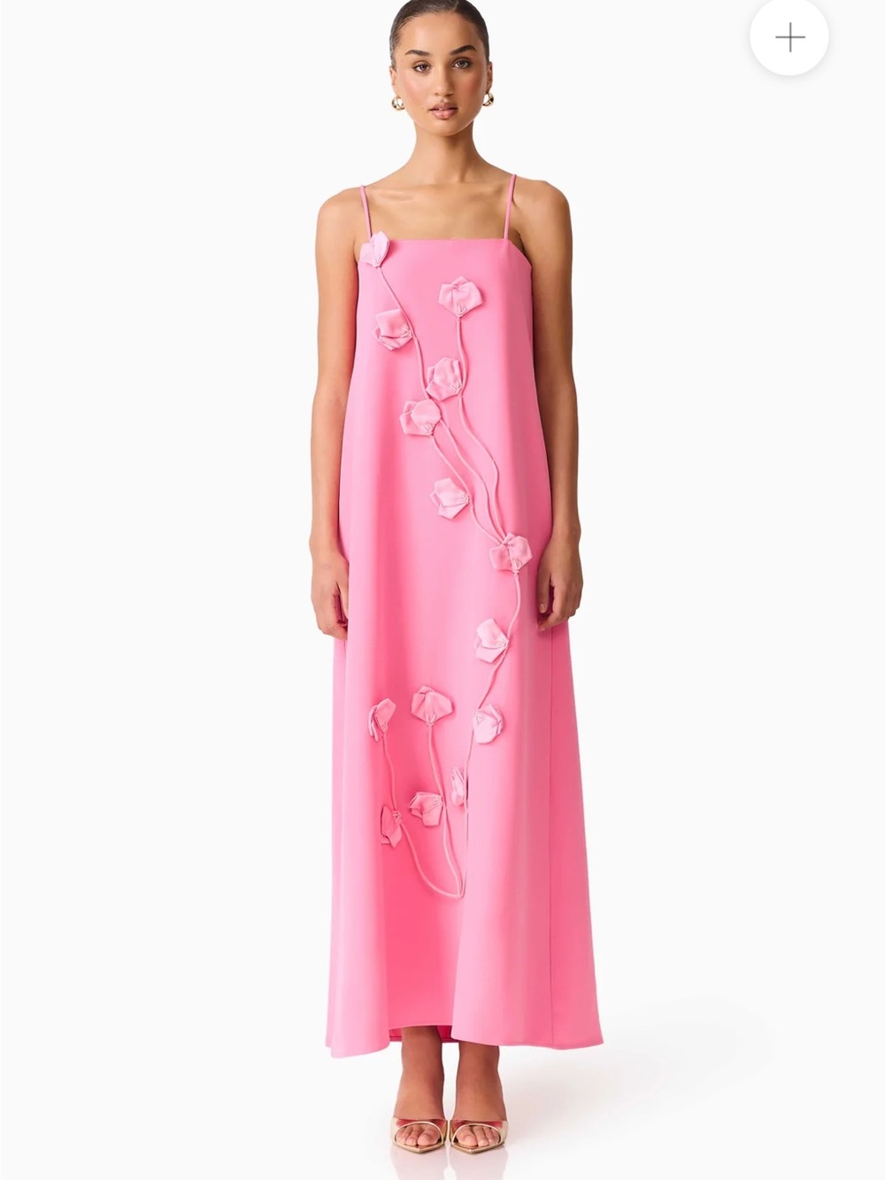 Elliatt Pink Floral Appliqué Maxi Slip Dress